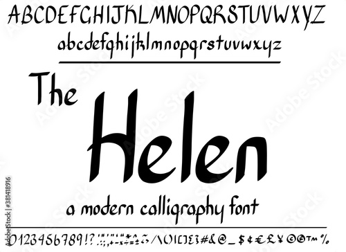 Hand drawn font has classic, classical style. A typeface 