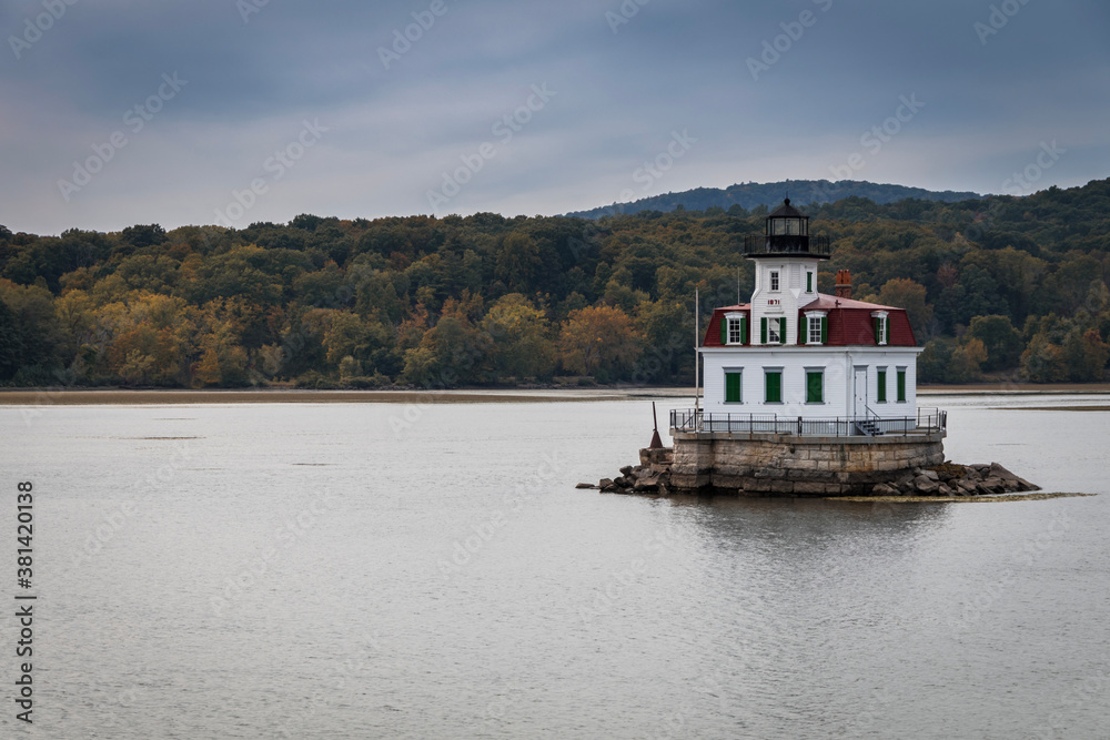 Esopus Meadows Lighthouse on the Hudson River, Esopus, NY, in early fall