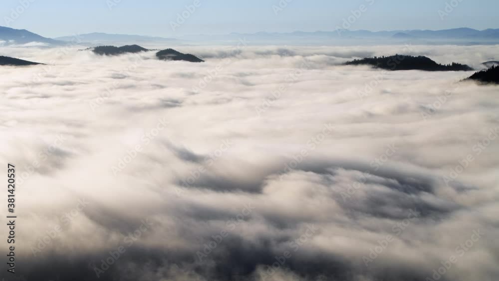 Morning Fog in the Forest, Natural Beautiful Nature Landscape in Mountain, Background Morning Fog in the Forest, Natural Beautiful Nature Landscape in Mountain, Background