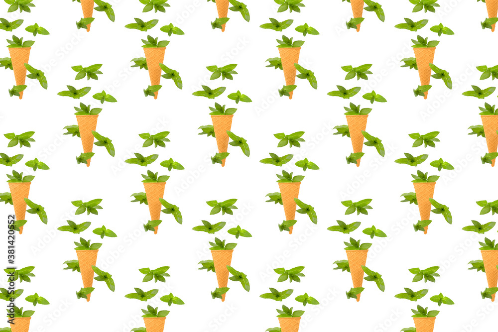 Fototapeta premium Pattern of fresh vegetables isolated on creative colored texture
