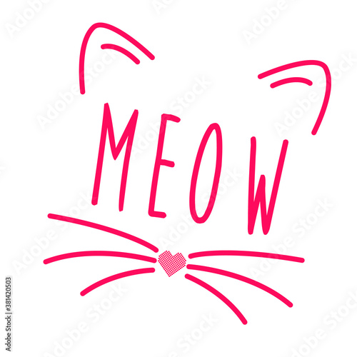 Photo Meow!!! Pink cat on the words