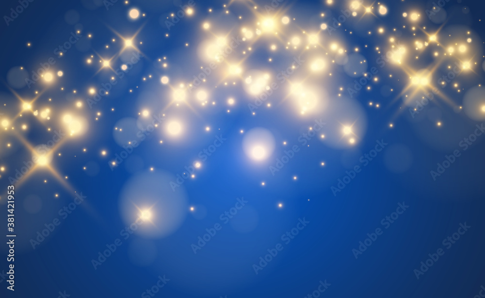 Obraz premium Bright beautiful golden sparks on a transparent background.