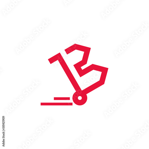 logo letter b which was moved by using a cart