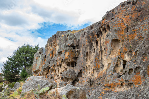 Ventanillas de Otuzco. An ancient pre-Columbian Peruvian archaeological burial site called the Otuzco windows or windows of Otuzco situated near Cajamarca.