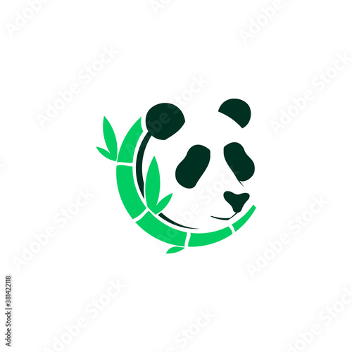 logo of a panda face with a bamboo tree
