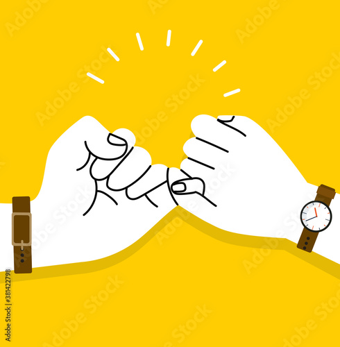 pinky swear hands  promise vector on yellow background