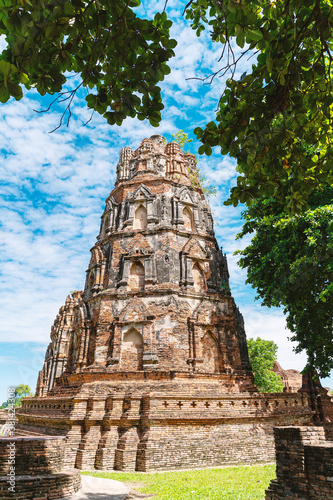 Old castle stone temple old brick pagoda in asia  Thailand
