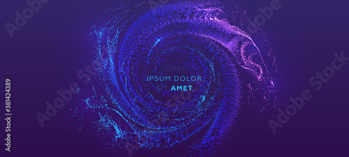 Glowing particles liquid dynamic flow background. Trendy fluid cover design. Eps10 vector illustration
