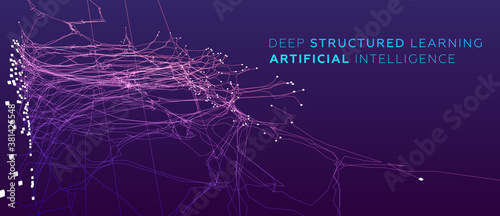Quantum computing, deep learning artificial intelligence, signal cryptography infographic vector illustrations. Big data algorithms visualization for business, science presentations, posters, covers