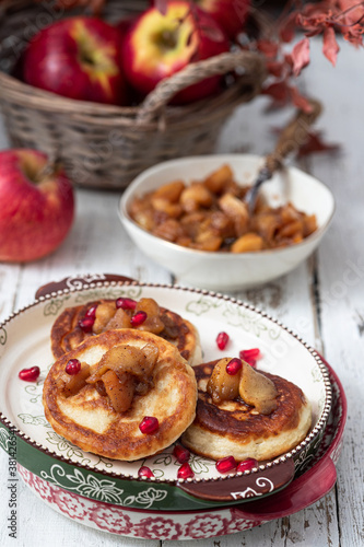 Fresh Pancakes with caramelized apples