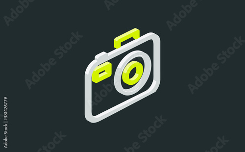 Camera icon. Isometric 3d illustration of camera vector icon for web