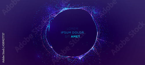 Glowing particles liquid dynamic flow background. Trendy fluid cover design. Eps10 vector illustration