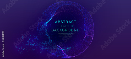Glowing particles liquid dynamic flow background. Trendy fluid cover design. Eps10 vector illustration