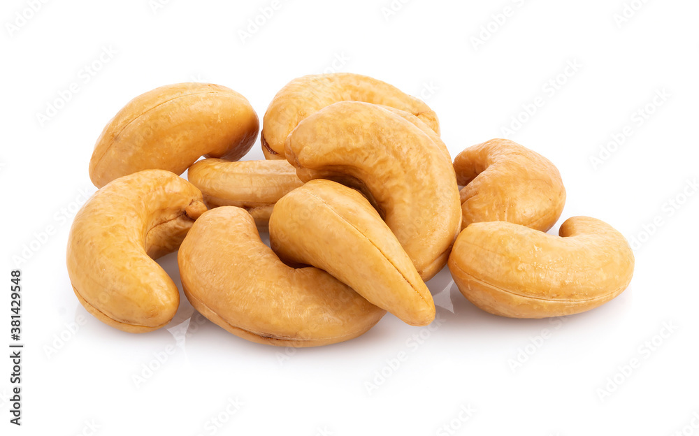 Roasted cashew nut isolated on white background Roasted cashew nut isolated on white background