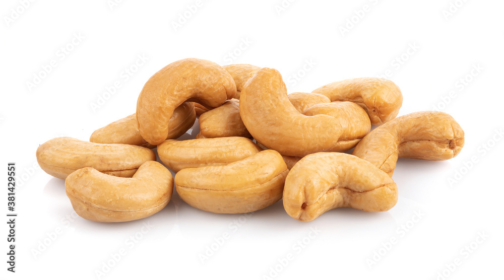 Roasted cashew nut isolated on white background Roasted cashew nut isolated on white background