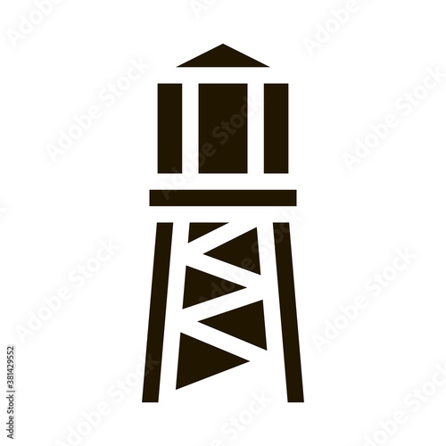 Fire Tower With Water glyph icon vector. Fire Tower With Water Sign. isolated symbol illustration