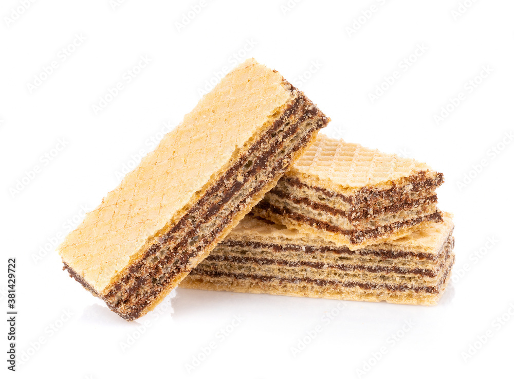 wafers with chocolate isolated on white background wafers with chocolate isolated on white background
