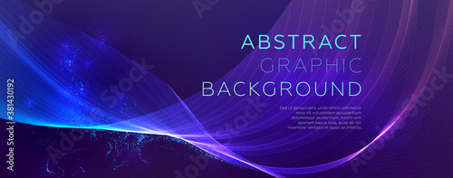 Glowing particles liquid dynamic flow background. Trendy fluid cover design. Eps10 vector illustration