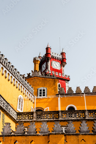 The Pena Palace (Palácio Nacional da Pena) in middle of the forest, Sintra, Portugal.