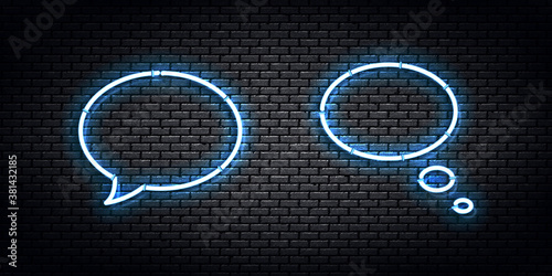 Vector set of realistic isolated neon sign of Speech Bubble logo for template and mockup design.