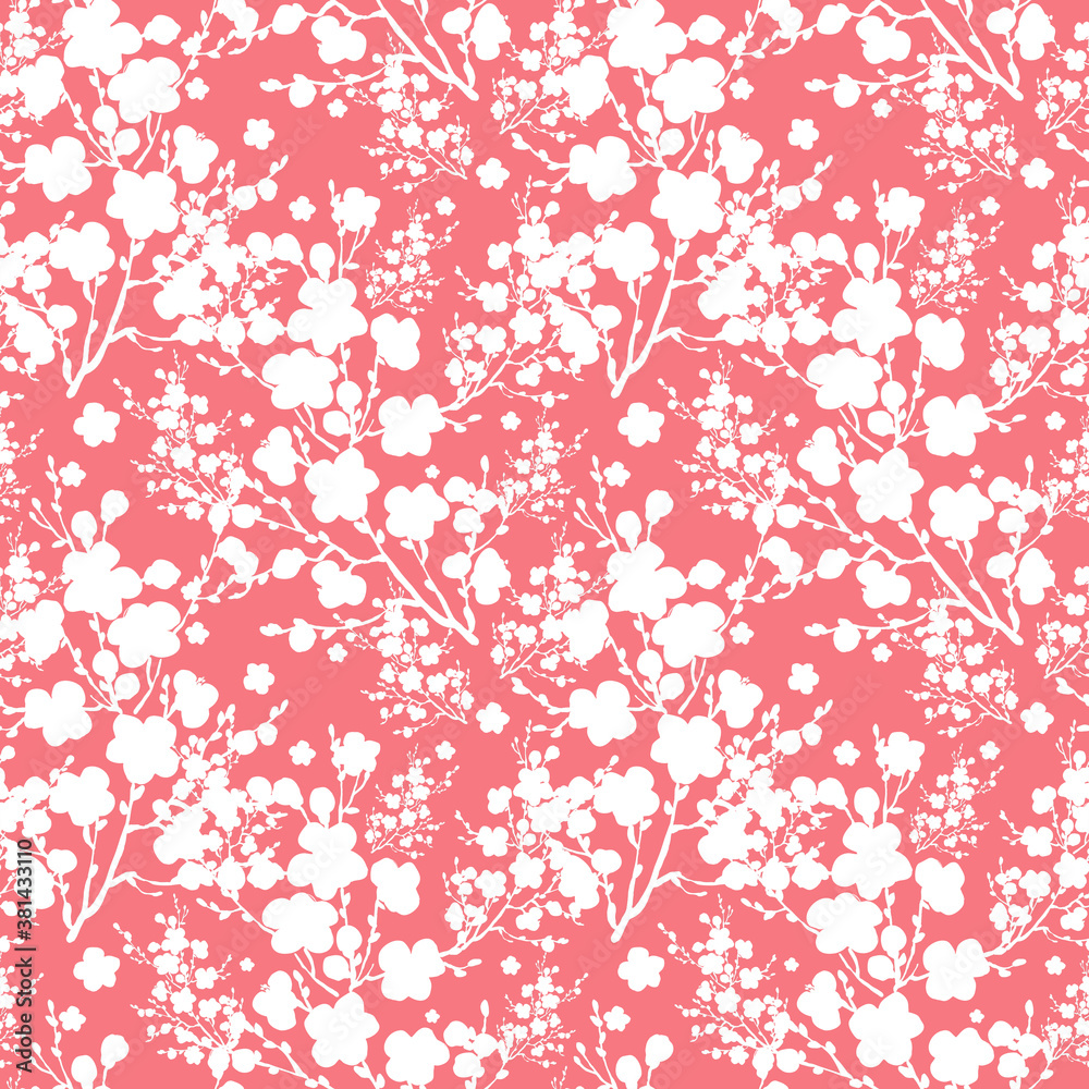 Beautiful floral seamless pattern painted by paints spring branches Beautiful floral seamless pattern painted by paints spring branches