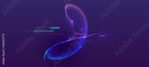 Glowing particles liquid dynamic flow background. Trendy fluid cover design. Eps10 vector illustration