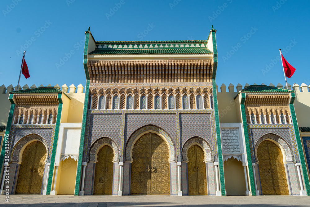 Fez, Morocco - June 25, 2019: Dar El-Makhzen, the Royal Palace in Fez - Morocco