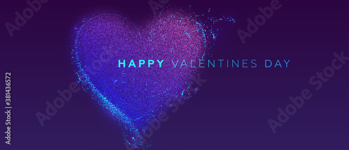 14 february Valentines Day holiday background. Glowing particles liquid dynamic flow heart. Trendy fluid cover design. Eps10 vector illustration