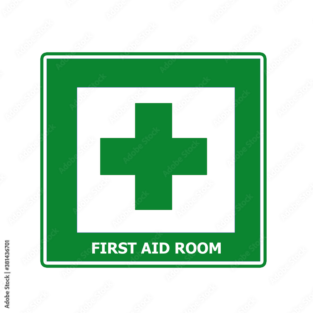 First Aid Room Signs with white background. First Aid Room Signs with white background.
