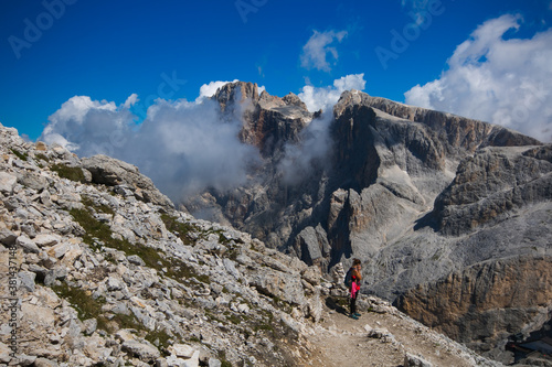Panoramic view of Pale di San Martino, a mountain range in the Dolomites in the eastern Trentino. This is a famous trekking in the italian alps