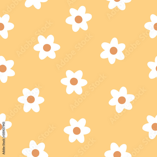 Creative hand drawn vector seamless pattern with flowers. Cute baby pattern for nursery  textile and prints. Floral backdrop. Botanical vector illustration