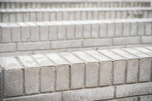 Brick fence pillar column isolated on white background