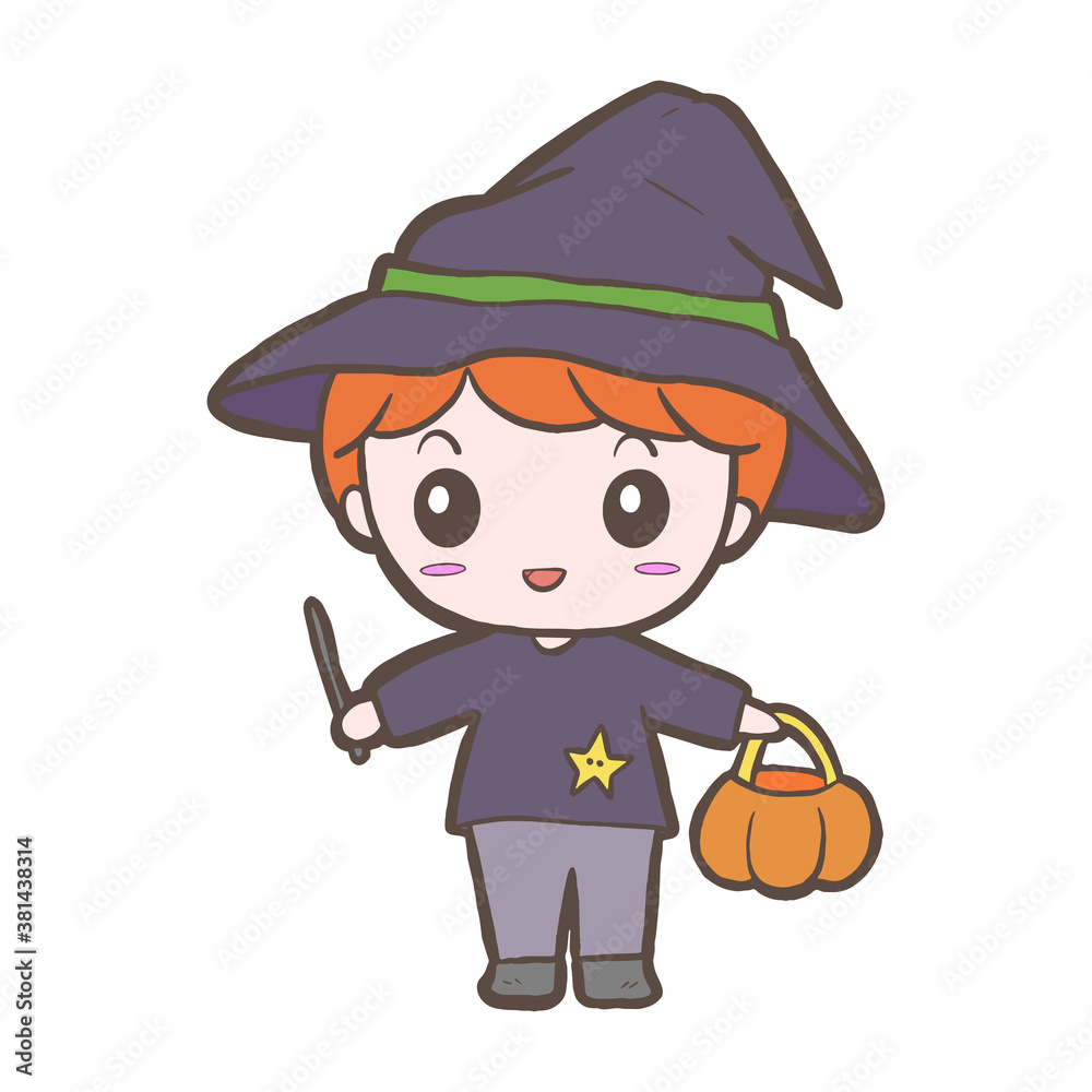 Halloween wizard boy with color on white silhouette for cut file. Doodle nursery decoration, cartoon character great for child greeting card and any design. Vector illustration of kid art. Halloween wizard boy with color on white silhouette for cut file. Doodle nursery decoration, cartoon character great for child greeting card and any design. Vector illustration of kid art.