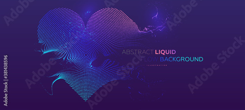 14 february Valentines Day holiday background. Glowing particles liquid dynamic flow heart. Trendy fluid cover design. Eps10 vector illustration