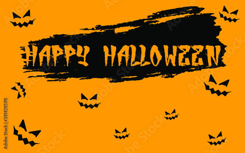 Happy Halloween banner or party invitation background with pumpkins. Vector illustration. Place for text.