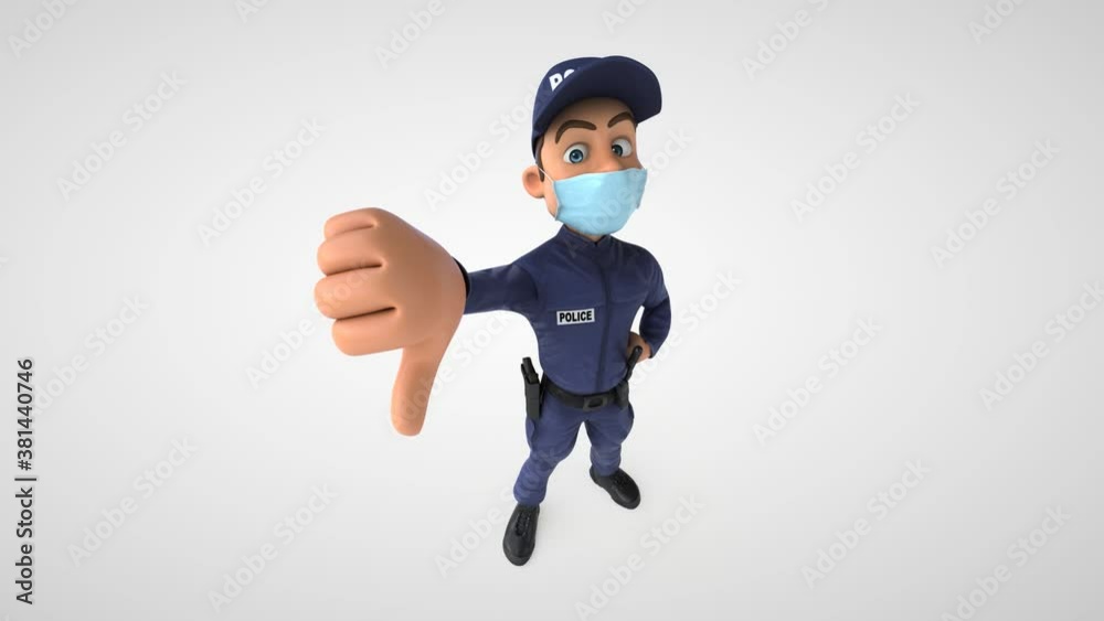 Fun 3D cartoon police officer with a mask Fun 3D cartoon police officer with a mask