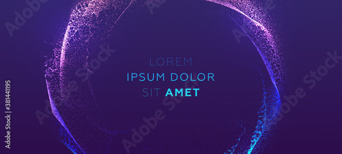 Glowing particles liquid dynamic flow background. Trendy fluid cover design. Eps10 vector illustration