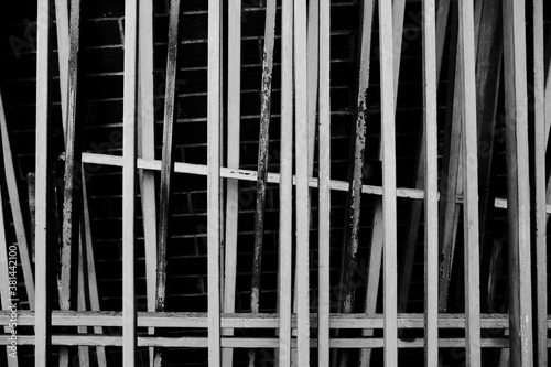Background of the iron bars in black and white color