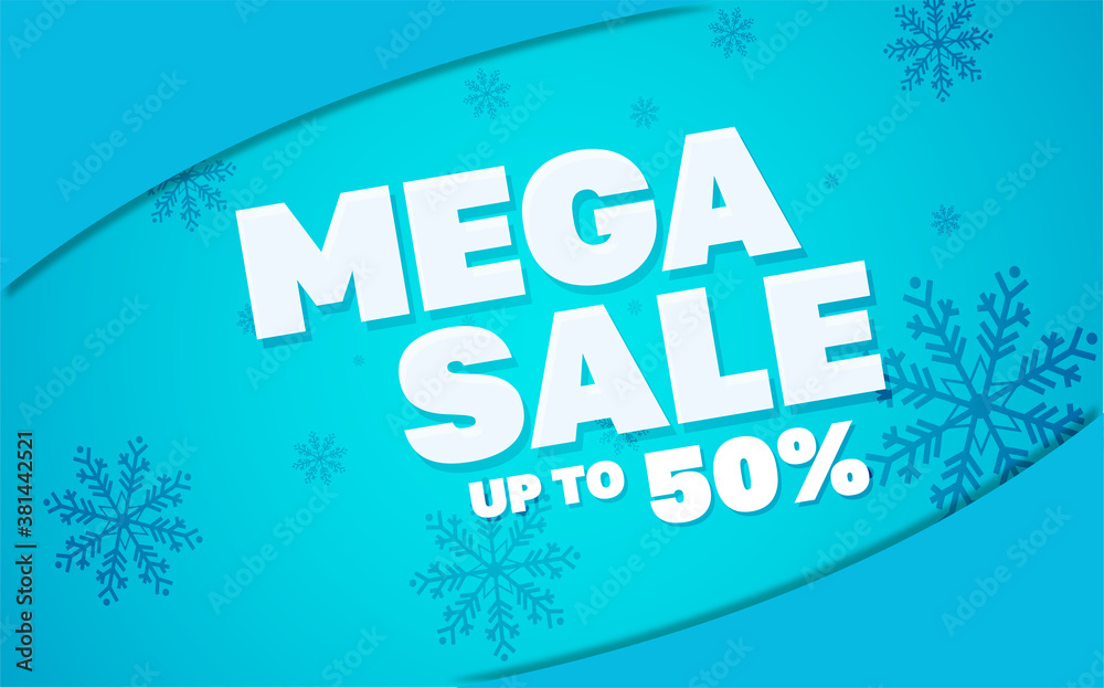 Vector illustration mega sale banner template design, Big sales special offer. end of season party background
