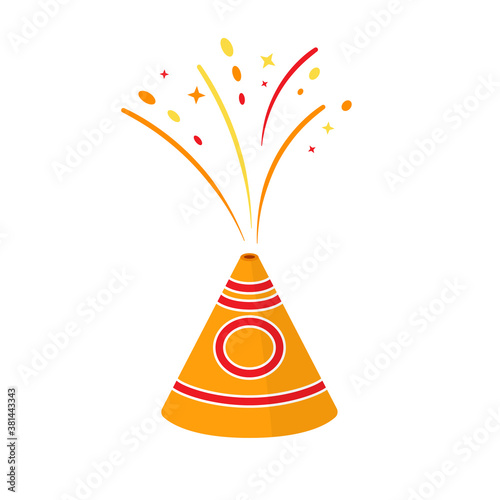 Dowali flower pot firecracker icon. Clipart image isolated on white background.