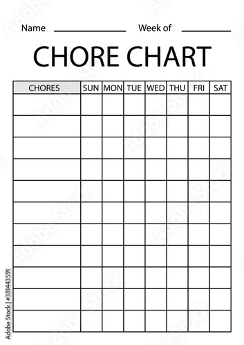 Wallpaper Mural Chore chart template. Clipart image