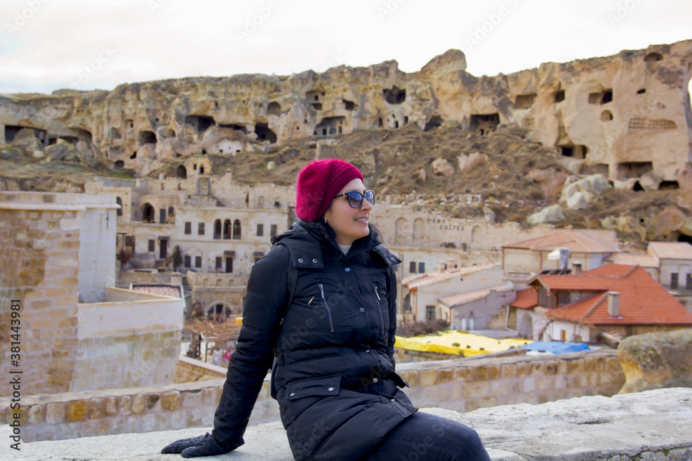  Portrait of beautiful young woman in Cappadocia ,Turkey