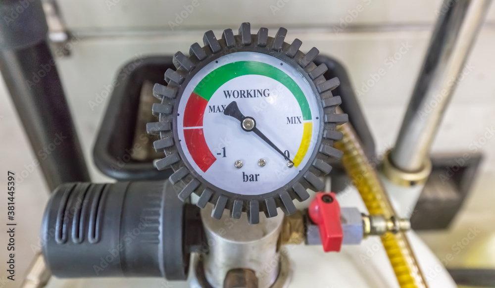 Pressure gauge Meter installed, Measuring Tool equipment close up Pressure gauge Meter installed, Measuring Tool equipment close up