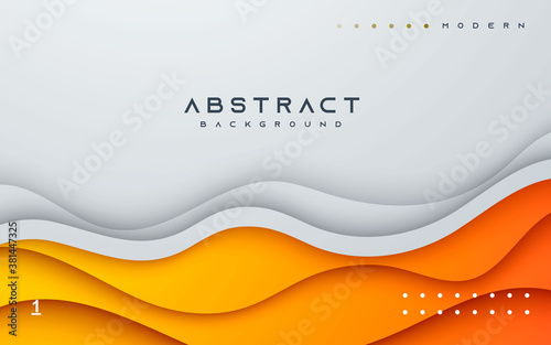 Yellow wavy papercut background trendy composition