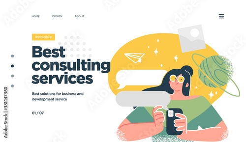 Professionals customer support service. Landing page template design. Modern flat design concept of web page design for website. Vector illustration