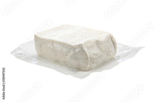 fresh italian white cheese crescenza isolated on white background