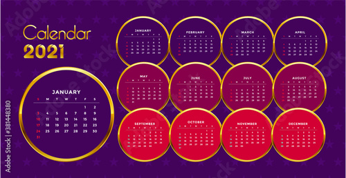 Desk calendar template 2021. Colourful printable Premium free Vector. Corporate and business calendar.