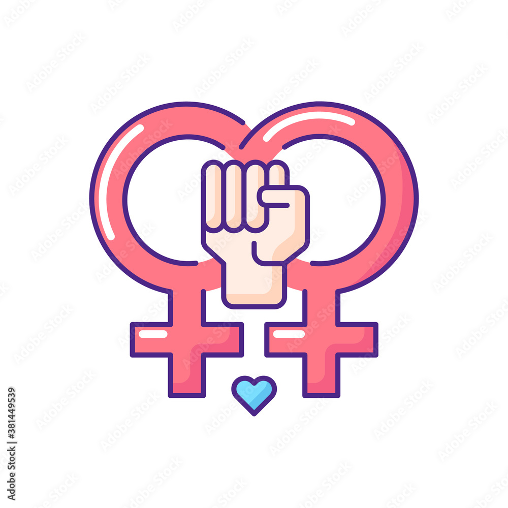 Lesbian Feminism Rgb Color Icon Gay Life Women Equality Human Rights Gender Identity 