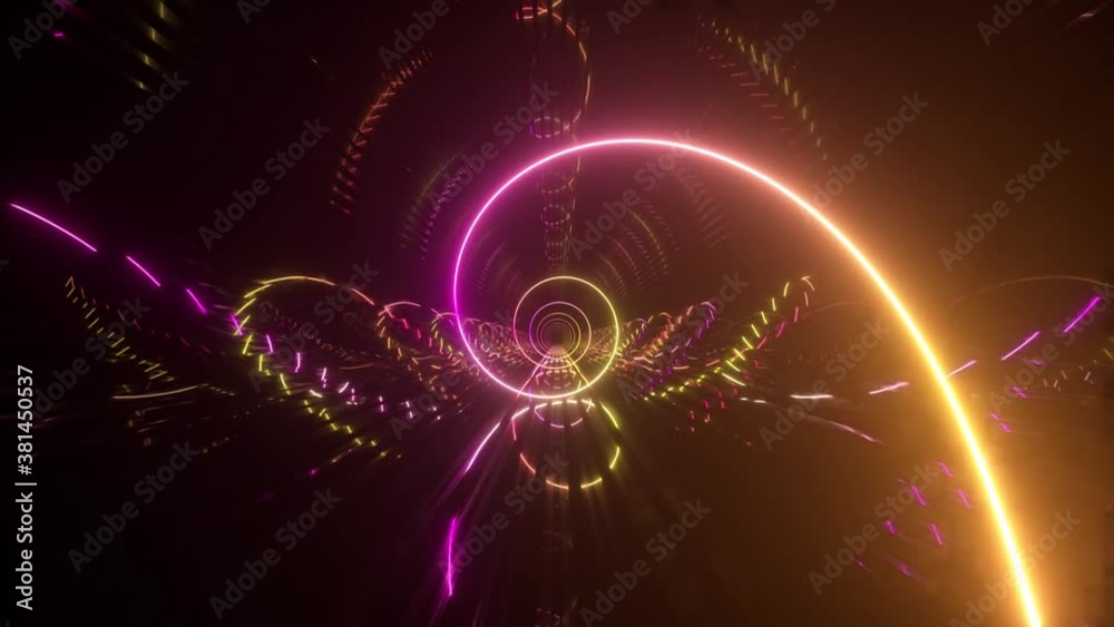 Gradient neon spiral metal tunnel background