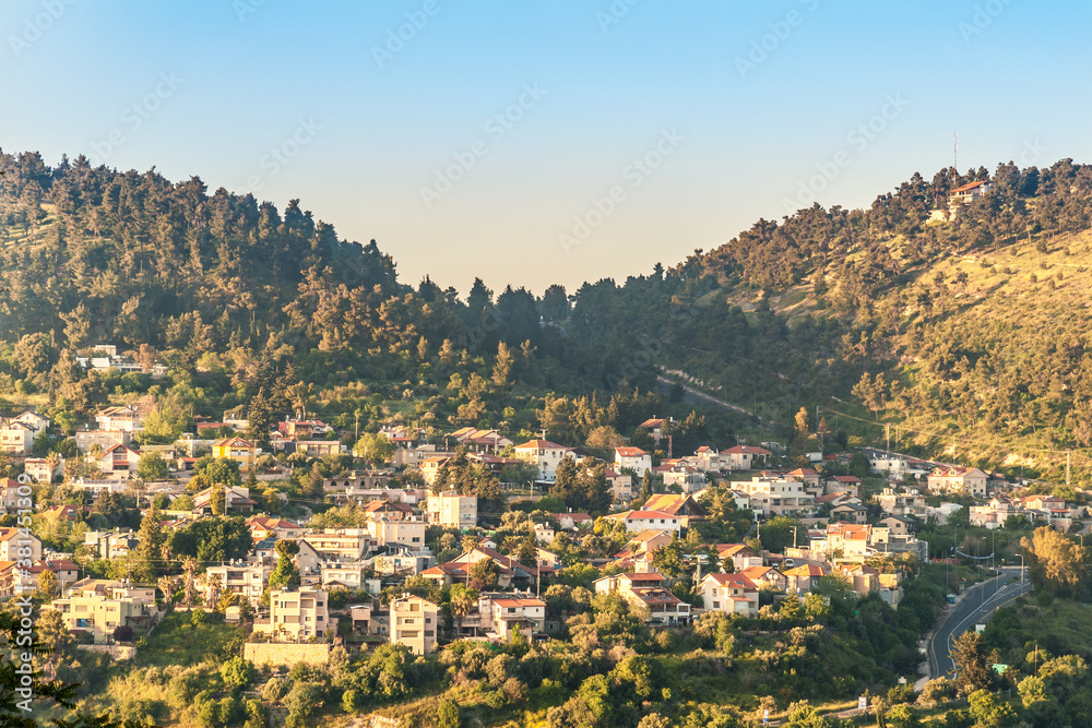 landscape of a mountain town on a hot sunny day